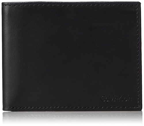 Calvin Klein Men's Blocking Leather Bifold Wallet, RFID black, One Size