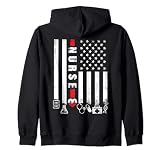 RN Registered Nurse Patriotic USA American Flag Vintage Zip Hoodie