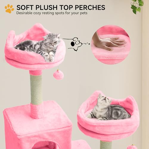 Rascador para gatos multi-niveles de 75 pulgadas rosa miniatura 5