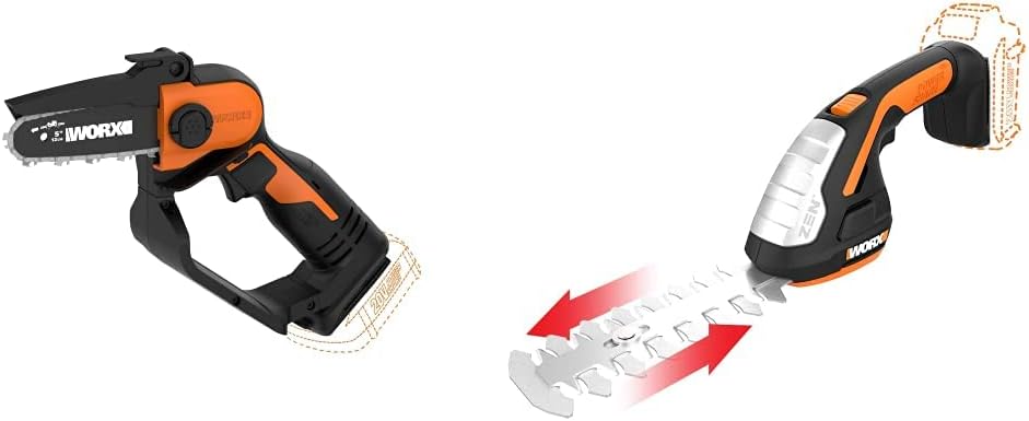 WORX WG324.9 20V Power Share 5” Cordless Pruning Saw, Bare Tool Only, Black and Orange & WA3881 18V/20V Quick 60-Min Charger
