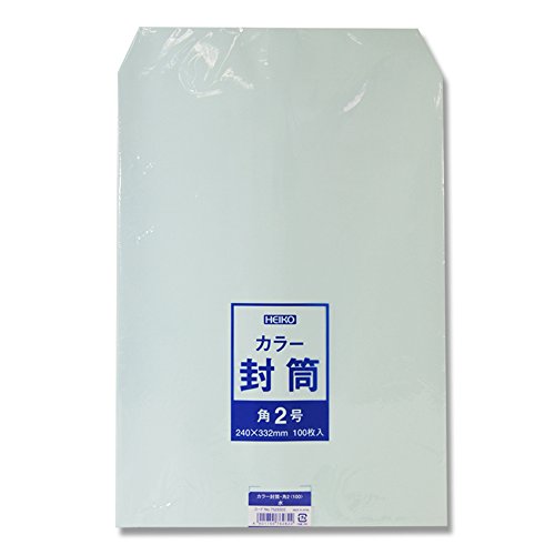 ヘイコー カラー 封筒 角2 ミズ 100枚入 007529302