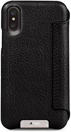 Vaja Wallet Agenda Leather Case for iPhone X - Hard Polycarbonate Frame, 4 Credit Card Slots - Bridge Black