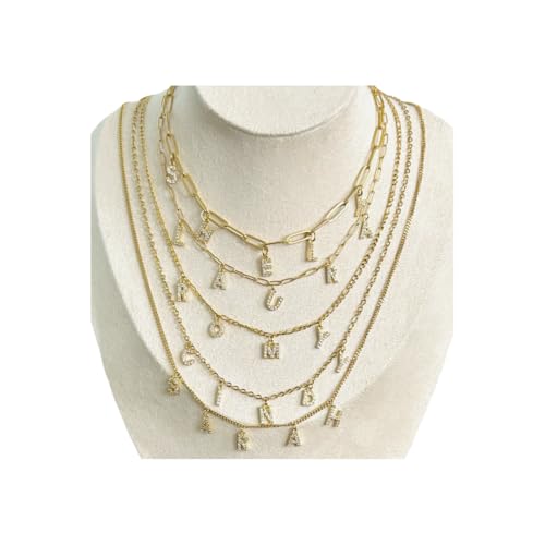 collier chaine lettre strass initial or prénom en acier inoxydable - collier personnalisé - cadeau femme fille saint Valentin anniversaire Noel - longueur de votre choix- 5 styles de chaîne au choix