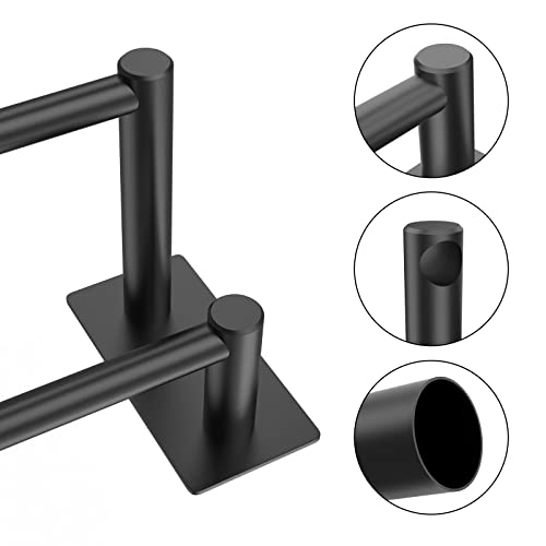 Towel Racks For Bathroom, 27.56 Inch Black Double Bath Towel Bar, Wall Mounted Sus304 Brushed Stainless Steel Hand Towel Holder Rust/Scratch Resistant Towel Bars No Drilling - Self Adhesive #TOP2