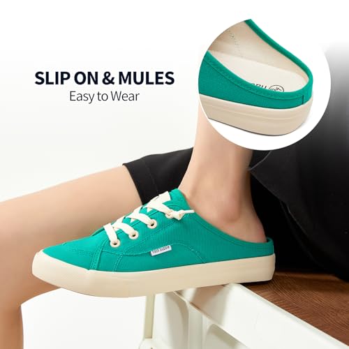 Image of hash bubbie Women's Mules Slip on Sneakers Canvas Tennis Shoes | backless summer close toed sandals non slip on walking casual comfortable