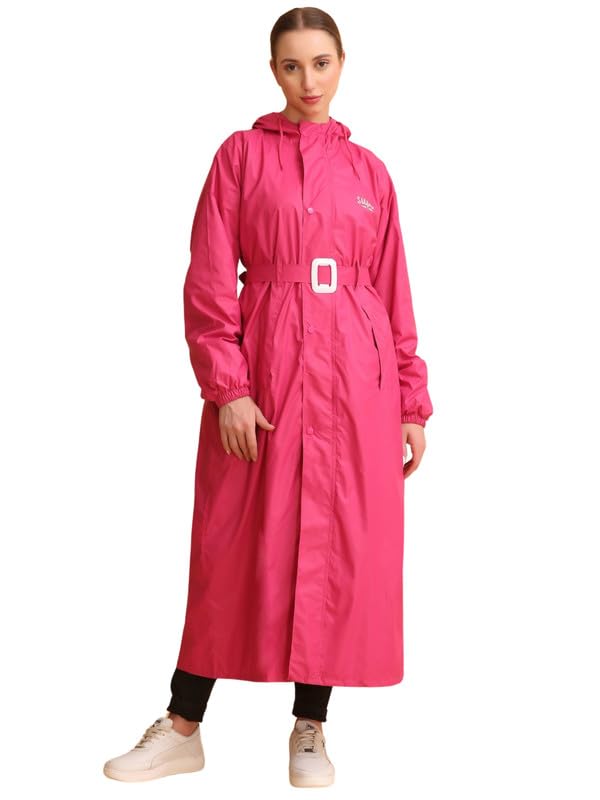 super Evershine Women's Reversible Waterproof Raincoat Poncho With Hood And Carrying Pouch, Free Size (SPON-P)-picture-3
