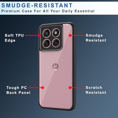 Image of CEDO Backcover for Motorola Moto Edge 60 / Moto Edge 60 Fusion (5G) | Camera Protection Bump Shockproof Edge | Ultra Hybrid Transparent Acrylic Clear TPU+PC Hard Backcase Cover (Black)