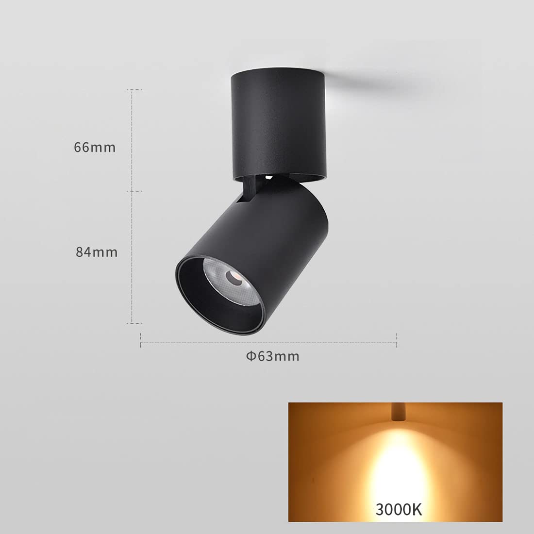 Foco para Interiores Y Exteriores, Foco Moderno, Luz de Pared Led, Foco Empotrable de Techo Ajustable Giratorio de 12 W para Interiores, para el Pasillo de la Sala de Estar Del Dormitorio, sin
