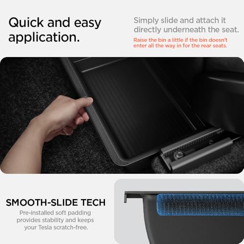 Spigen Tesla Model Y 2022-2021 Unter Sitz Aufbewahrungsbox Organizer, Verstecktes Fach für Model Y Zubehör - Carbon Edition