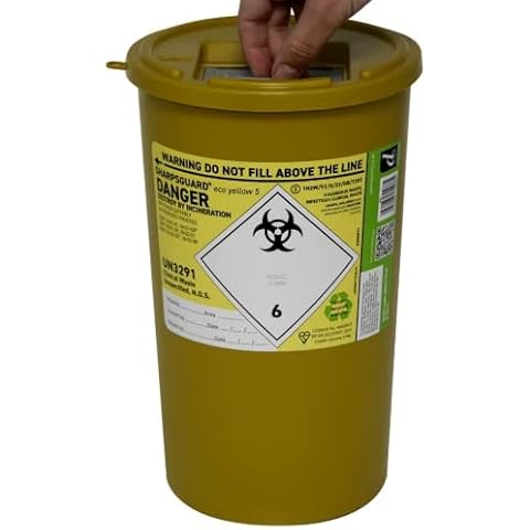 Sharpsguard DNDD471YL Sharps Bin, 5L Capacity, Yellow Cover