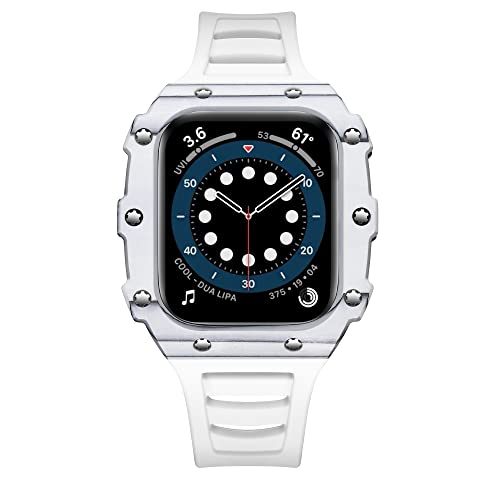 Étui fibre de carbone Apple Watch 45mm avec bracelet caoutchouc