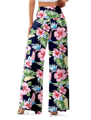 JZC Women's Palazzo Lounge Pants Stretchy Wide Leg Casual Pants Comfy High Waist Flowy Pants S-3XL