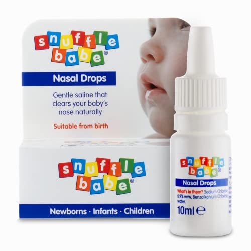 Snufflebabe Saline Nasal Drops Suitable from Birth Instant Relief for Blocked Nose & Sinuses (10ml)