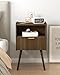 JOONEE Nightstand,Modern Bedside Table with Storage Drawer and Open Wood Shelf, for Living Room, Bedroom and Small Spaces, Accent Night Stand with Solid Wood Legs, Easy Assembly,Walnut Brown