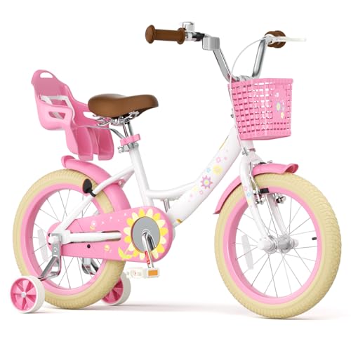 Image of Glaf Toddler Girls Bike for Age 2-9 Years 12 14 16 20 Inch Kids Bike | Girls Bicycle,Toddler Bike,Doll Seat, Basket, Adjustable Seat, Bell,