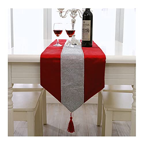 Chemin de table en flanelle rouge pour décoration de table longue et repas de fête