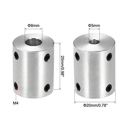 Uxcell 5Mm To 8Mm Bore Rigid Coupling Set Screw L25Xd20 Aluminum Alloy,Shaft Coupler Connector For 3D Printers, Motor Accessories,4Pcs #TOP1