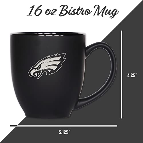 Rico Industries BIS2501BK Nfl Football Philadelphia Eagles Main 15Oz Laser Engraved Matte Black Ceramic Bistro Mug thumb #3