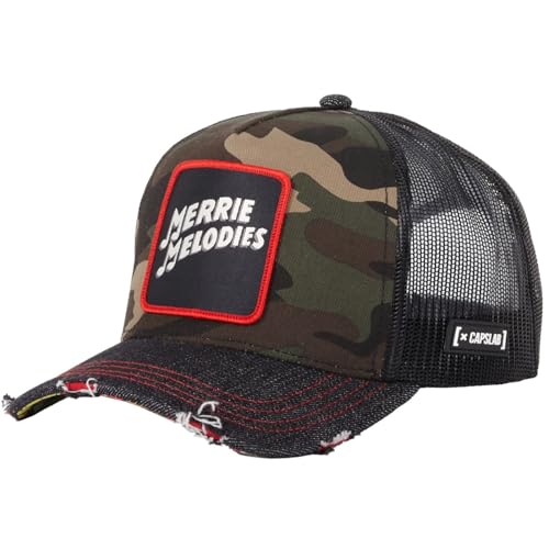 Capslab Merrie Melodies Looney Tunes Denim Camouflage Grün Schwarz Verstellbare Truckercap - One-Size