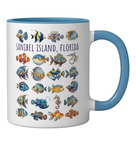 Sanibel Island, Florida Colorful Fish Design Ceramic Mug, Blue/White by Awesome Sanibel Island, Florida USA Designs - Used condition - Image 2