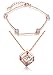 Produktbild Yumilok Roségold 925 Sterling Silber Zirkonia Würfel Charm Armband Halskette Schmuck Set Armkette & Kette mit Anhänger Set für Damen Mädchen