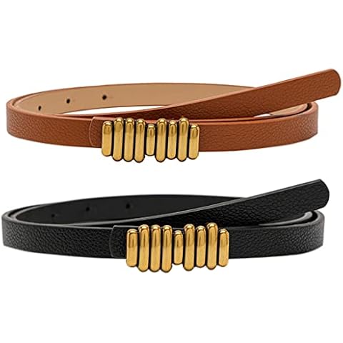 2 Piezas Cinturones de Mujer, Cinturón Fino, Cinturon Piel, Cinturon Elastico Mujer Cover