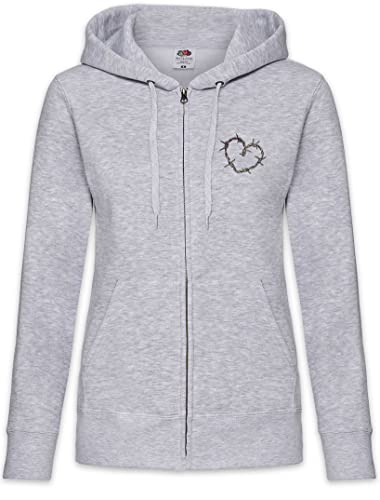 Sweat à capuche zippé pour femme avec motif cœur en fil de fer barbelé Urban Backwoods