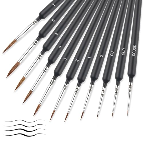 Xumann 11 PCS Fine Detail Paint Brushes Set, Miniature Line Painting Handle Brush, Model Paint Brushes