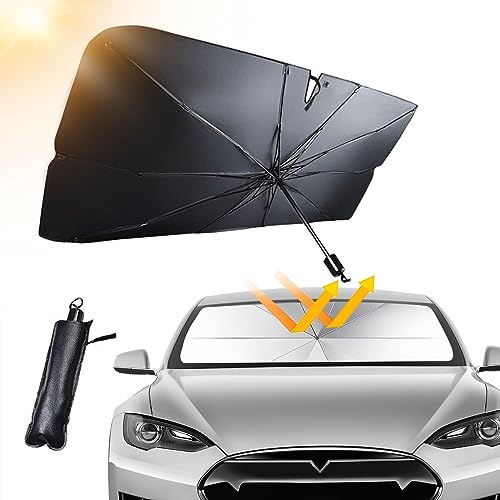 Auto Sonnenschutz Frontscheibe 360°Faltbare Auto Windschutzscheibe Sonnenblende Sonnenschutz Schirm Auto Frontscheibe Meisten Automodelle Geeignet (140 X 80 cm)