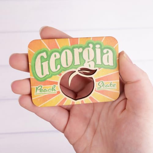 Imán de Madera Georgia Peach State con Diseño de Durazno miniatura 4