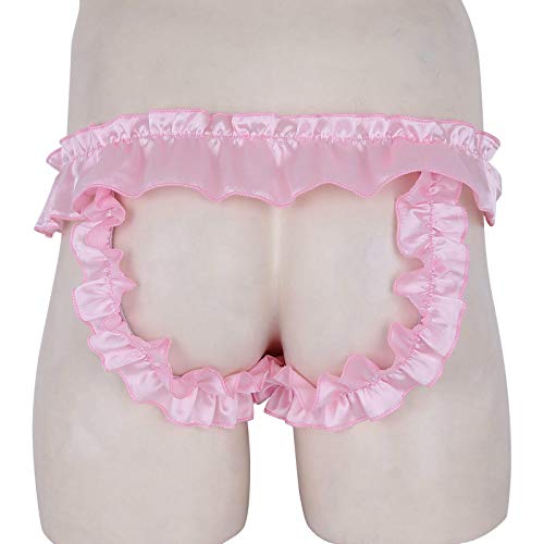 Sexy Butt Mens Panties G-String Underwear Briefs Lace Low Thong Sissy Open Winter Lingerie For Women For Sex (Pink, M) #TOP3