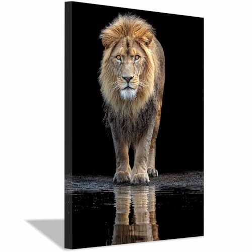 Lions près de l'eau décoration moderne de bureau peinture 70x100