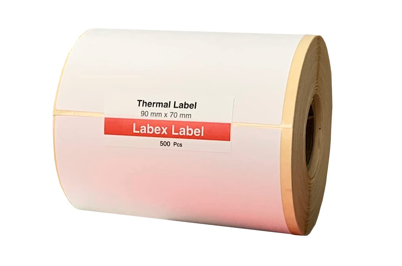 Thermoetiketten 90x70 mm Rolle Kartonetiketten Lager Großformat 5 Rollen 2500 Etiketten Thermodirekt kompatibel Zebra TSC Godex