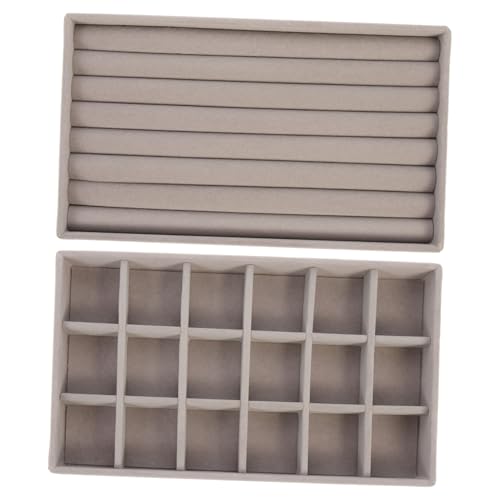 iplusmile 2 pezzi Vassoio Organizzatore Gioielli in Grigio Antigraffio Contenitore Impilabile per Anelli e Orecchini Portagioie da Cassetto per Esposizione e Conservazione Sicura