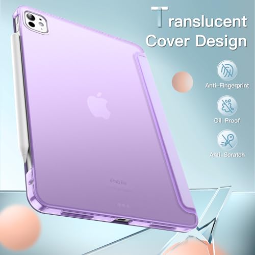 Image of JETech Cover Case for iPad Pro 13-Inch M4 (2024), Slim Stand Hard Back Shell Smart Cover with Auto Wake /Sleep (Purple)