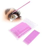 VOARGE 200 Stück Einweg Microbürsten, Wimpernbürste, Einweg-Mikrobürste, für Wimpernverlängerung, Wimpernverlängerung Kleber Removal Lashes Graft Tools für Make-up, Oral und Sauberkeit (ROSA)