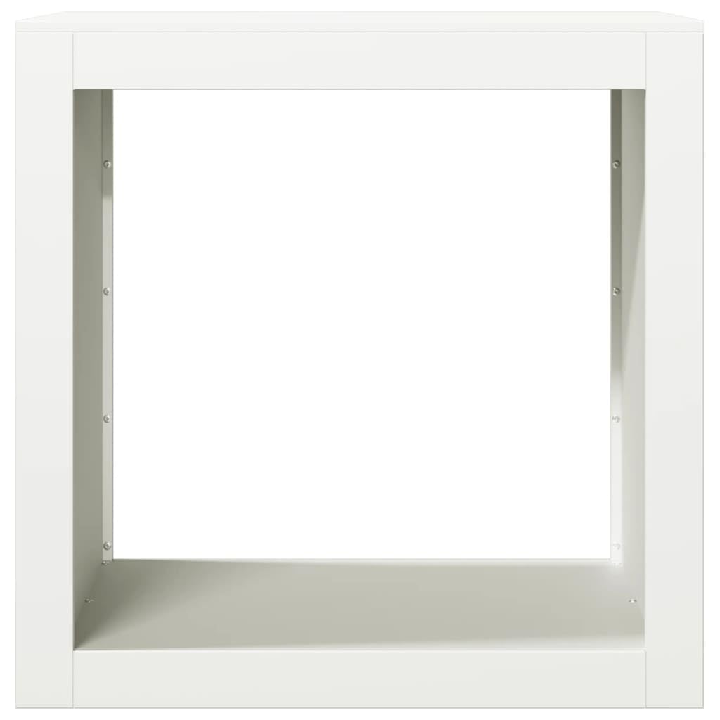 Brennholzregal Weiß Stahl 60x40x60 cm Kaminholzständer für Innenbereich Wohnzimmer Terrasse Garten Hof zur ordentlichen Lagerung von Feuerholz und Scheitholz neben Kamin Ofen