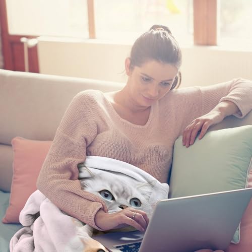 Couverture chat flanelle ronde, plaid canapé pliable multifonction