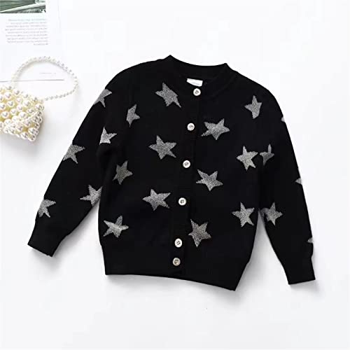 Suéter infantil de malha para outono e inverno com estampa de estrelas, casaco de manga comprida, ca