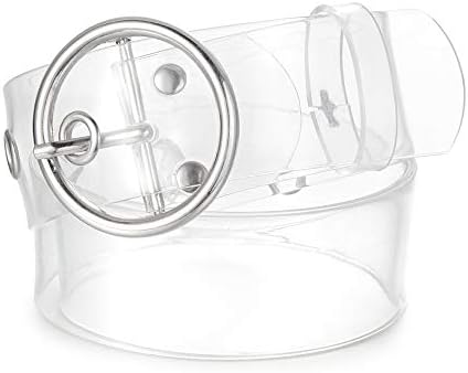 Goowail Metal Pin Buckle Belts for Women Pin Buckle PVC Material Strap Waistband Accessories (110CM, Clear)