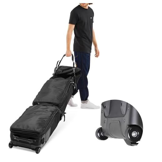 Snowboard Bag with Wheel Up to 210CM 900D Heavy Duty Oxford Waterproof Fabric, Large Capacity Adjustable Length Padded Ski Bag, Fits Skiing Boards or Snowboarding Boards Foldable Easy to Store