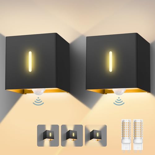 brightower LED Außenwandleuchte Außenlampe mit Bewegungsmelder, 3000K Wandlampe mit Austauschbarer G9 IP54,Aluminium Wandleuchte Außen Einstellbar...