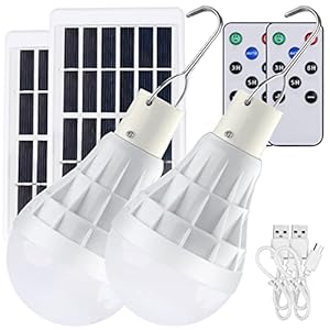 Beinhome Solarlampen für Außen 2STK mit Fernbedienung,3m Kabel*2,Tragbare LED Lampe Camping Laterne mit Solarpanel 12W…
