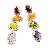 WRITWAA Pendientes Vintage De Piedras Preciosas Colgantes Coloridos Brillantes Para Mujer Estilo Retro