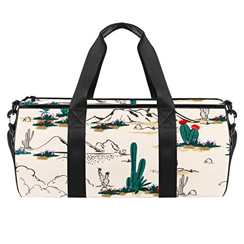 LAZEN Épaule Handy Sports Gym Sacs Voyage Duffle Totes Sac pour Hommes Femmes Été Cactus