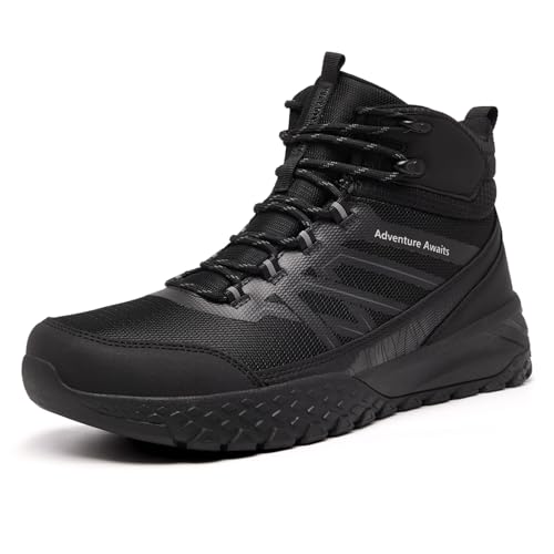 ARTOPEAK Men's Waterproof Hiking Boots - Trekking Shoes for Men, Outdoor Camping Mountaineering Backpacking Boots, All Terrain Hiking Trail Shoes Black Size 7