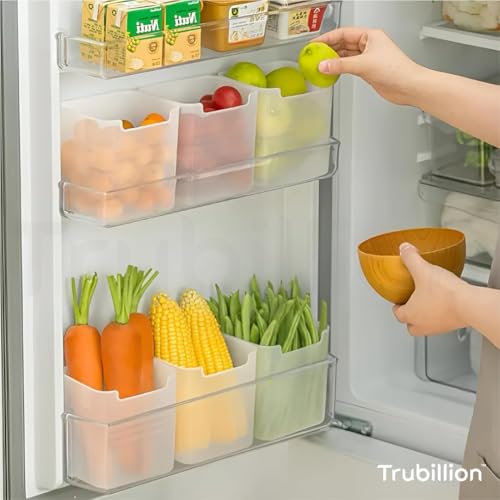 Image of CoolSort, Set of 6 Multipurpose Fridge Storage Boxes for Side Door, BPA-Free, Freezer Safe, Transparent, Durable Design, Space-Saving Organizer for Fruits, Vegetables, Space saving (6)