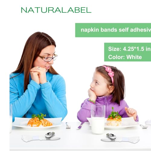 Image of NATURALABEL Bulk Pack of 20,000, Self-Adhesive Napkin Bands for Small Business, Restaurants, Events - 10 Boxes, 2000 per Box (White)