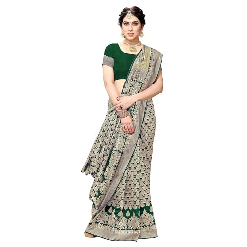 Buy Yashika Women's Trendy Banarasi Kanjivaram Green Color Art Silk - Image 3