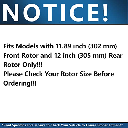 Detroit Axle - 11.89'' Front & 12.0'' Rear Disc Brake Rotors Ceramic Brake Pads W/Hardware Replacement For Dodge Grand Caravan Journey Town & Country - 8Pc Set #TOP3
